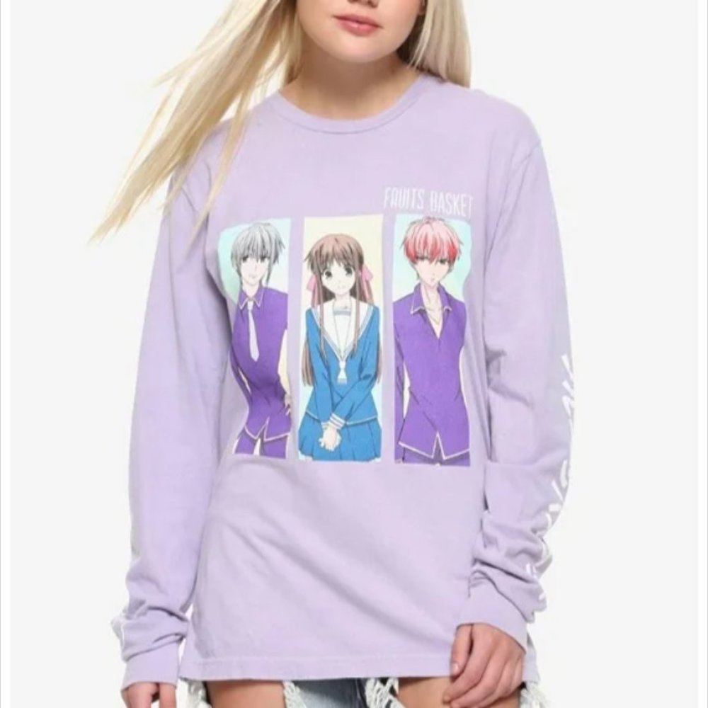 Fruits Basket Juniors Yoki, Tohru, Kyo Boyfriend Fit Long Sleeve Shirt New